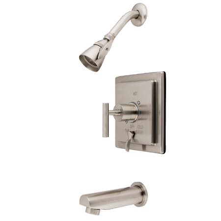 Kingston Brass Tub and Shower Faucet, Brushed Nickel, Wall Mount KB86580CML