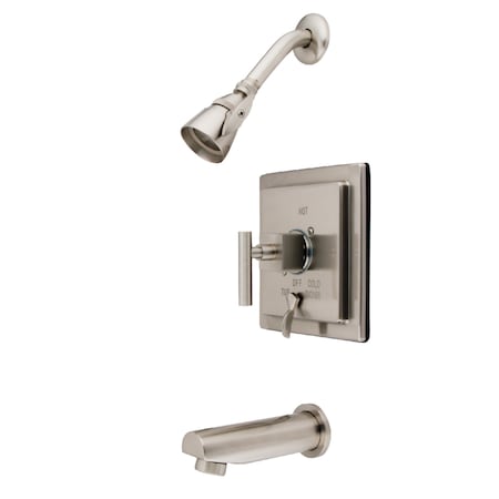 Kingston Brass Tub and Shower Faucet, Standard, 3, Wall Mount, Brushed Nickel KB86580CQL