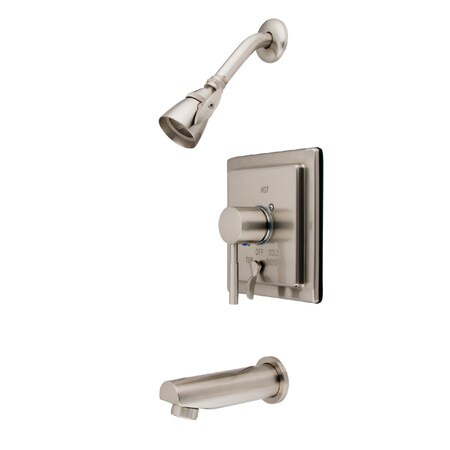 Kingston Brass Tub and Shower Faucet, Standard, 3, Wall Mount, Brushed Nickel KB86580DL