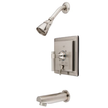 Kingston Brass Tub and Shower Faucet, Standard, 3, Wall Mount, Brushed Nickel KB86580ML