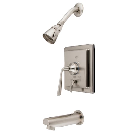 Kingston Brass Tub and Shower Faucet, Standard, 3, Wall Mount, Brushed Nickel KB86580ZL