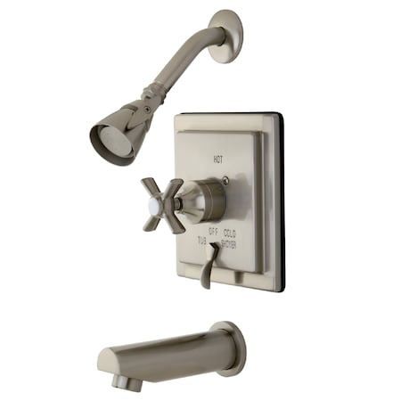 Kingston Brass Tub and Shower Faucet, Standard, 3, Wall Mount, Brushed Nickel KB86580ZX