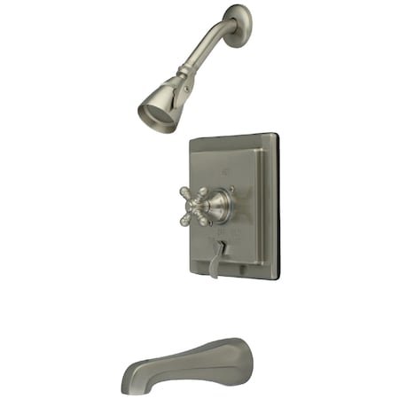 Kingston Brass Tub and Shower Faucet, Standard, 3, Wall Mount, Brushed Nickel KB86584BX
