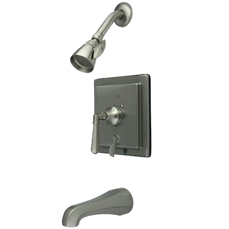 Kingston Brass Tub and Shower Faucet, Standard, 3, Wall Mount, Brushed Nickel KB86584HL