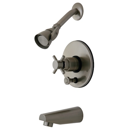 Kingston Brass Tub and Shower Faucet, Standard, 3, Wall Mount, Brushed Nickel KB86980DX