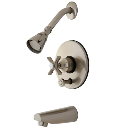 Kingston Brass Tub and Shower Faucet, Standard, 3, Wall Mount, Brushed Nickel KB86980ZX