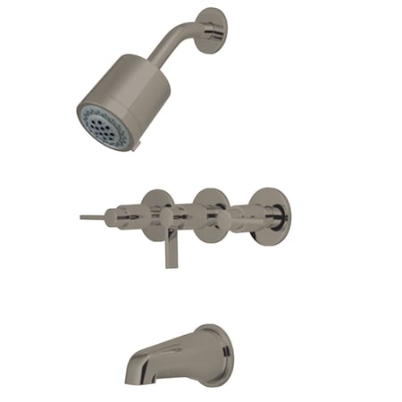 Kingston Brass Tub and Shower Faucet, Brushed Nickel, Wall Mount KBX8138NDL