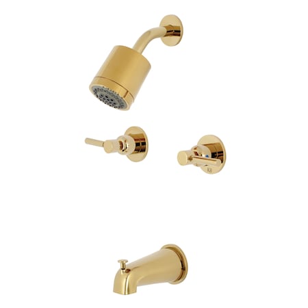 Kingston Brass Tub and Shower Faucet, Polished Brass, Wall Mount KBX8142DL