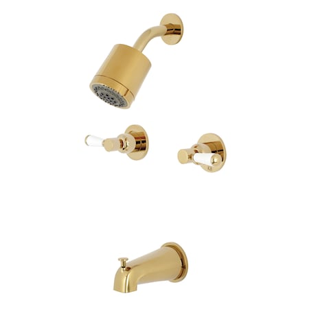 Kingston Brass Tub and Shower Faucet, Polished Brass, Wall Mount KBX8142DPL