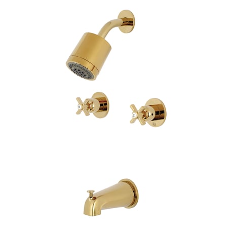 Kingston Brass Tub and Shower Faucet, Polished Brass, Wall Mount KBX8142ZX