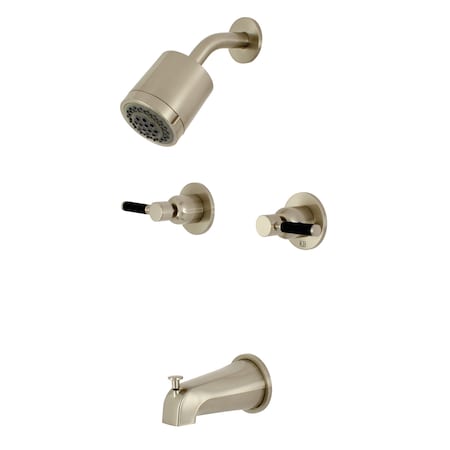 Kingston Brass Tub and Shower Faucet, Brushed Nickel, Wall Mount KBX8148DKL