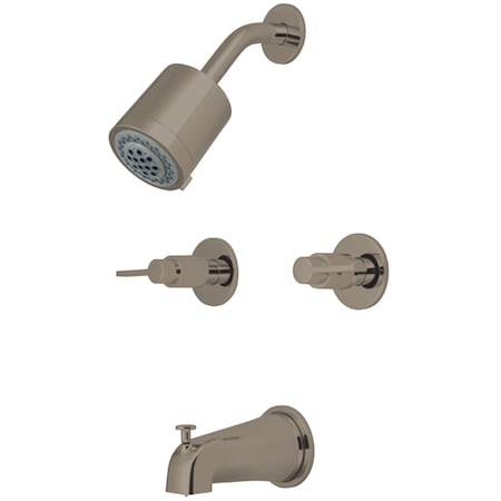 Kingston Brass Tub and Shower Faucet, Brushed Nickel, Wall Mount KBX8148NDL