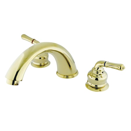 Kingston Brass Roman Tub Faucet, Standard, 8" to 24", 3, Deck Mount, Polished Brass KC362