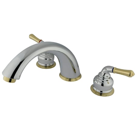 Kingston Brass Roman Tub Faucet, Standard, 8" to 24", 3, Deck Mount, Polished Chrome/Polished Brass KC364