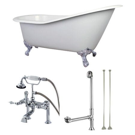 Kingston Brass KCT7D653129C1 62" Clawfoot Tub, w/Fauc, 61.5625" L, 30.5" W, White/Polished Chrome, Cast iron KCT7D653129C1