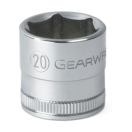 Gearwrench 3/8" Drive, 20mm Metric Socket, 6 Points, Standard, 6 pt., 3/8"Drive, 20mm 80330