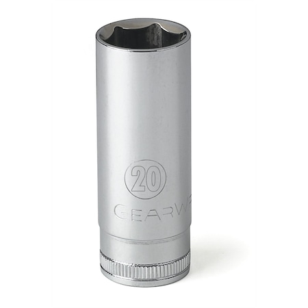Gearwrench 3/8" Drive, 20mm Metric Socket, 6 Points, Deep 6Pt, 20mm, 3/8"Dr 80406