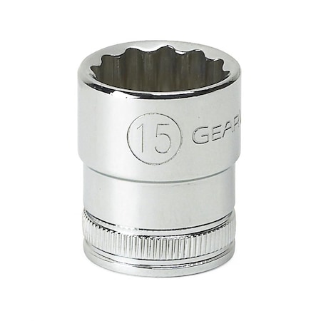 Gearwrench 3/8" Drive, 15mm Metric Socket, 12 Points, Standard 12Pt, 15mm, 3/8"Dr 80491