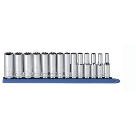 Gearwrench Deep Metrc Socket Set, 3/8"Dr, 12Pt, 14pcs. 80562