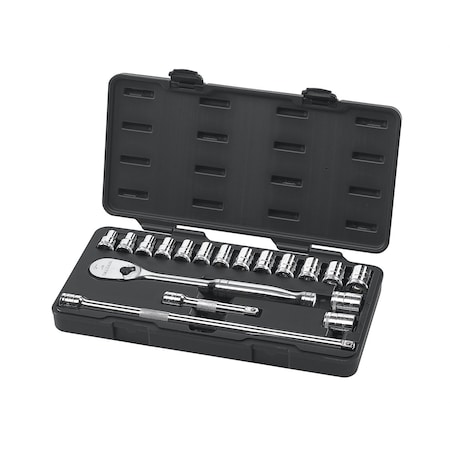 Gearwrench Metric 6Pt, Socket Set, 1/2" Dr, 18 pcs. 80708