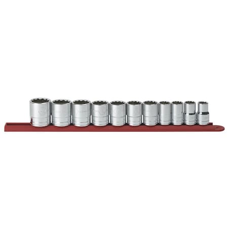 Gearwrench Stndrd SAE Sockt Set, 1/2"Dr, 12 Pt, 11pcs. 80711