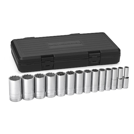 Gearwrench SAE Deep Socket Set, 12Pt, 1/2"Dr, 14 pcs. 80732