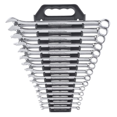 Gearwrench Combination Wrench Set, SAE, 15 pcs., Finish: Full Polish Chrome 81901