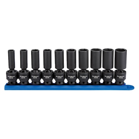 Kd Tools 3/8" Drive Deep Universal Impact Socket Set, Metric, 10 pcs 84924N
