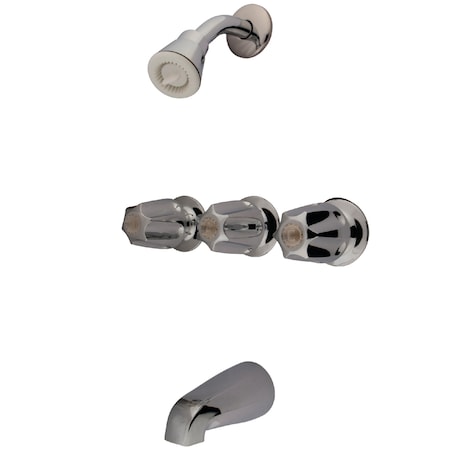 Kingston Brass Tub and Shower Faucet, Polished Chrome, Wall Mount KF110