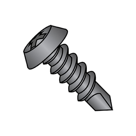 Zoro Select Self-Drilling Screw, #7-19 x 7/16 in, Black