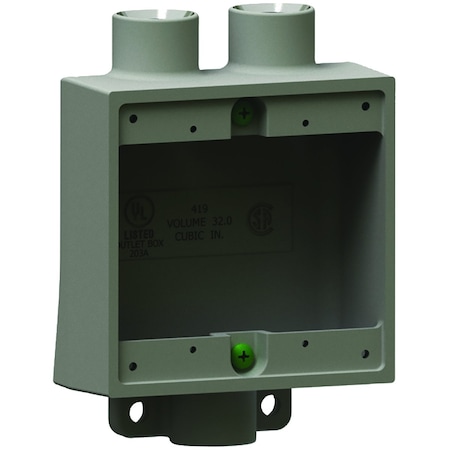 Hubbell Killark Electrical Box Cover, 2 Gangs, Rectangular, Iron 2FSD-1M