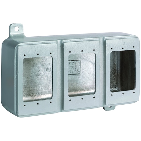 Hubbell Killark Electrical Box Cover, 3 Gangs, Rectangular, Aluminum 3FDQ