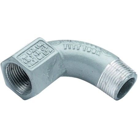 Hubbell Killark Conduit Fitting 90 Deg Elbow, 1 in, Iron, Plain, Gray BL-90-3M
