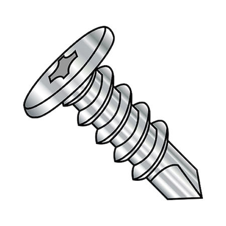 Zoro Select Self-Drilling Screw, #12-14 x 1 in, Plain 18-8 Stainless Steel Pan Head Phillips Drive, 1500 PK 1216KPC188