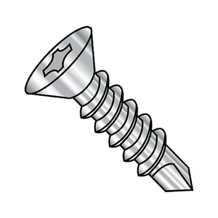 Zoro Select #6-20 x 3/4" 410 Stainless Steel Self Drilling Screws, Flat Head Type, Phillips Drive Type, 5000 PK 0612KPF410