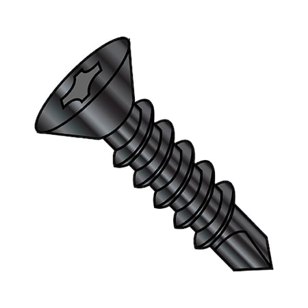 Zoro Select Self-Drilling Screw, #8-18 x 3 in, Zinc Black Steel Flat Head Phillips Drive, 1250 PK 0848KPFBZ
