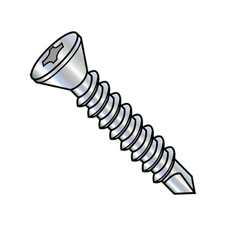 Zoro Select #8-18 x 3/4" Steel Self Drilling Screws, Flat Head Type, Phillips Drive Type, 8000 PK 0812KPFT