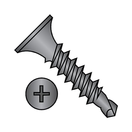 Zoro Select Drywall Screw, #6 x 3 in, Steel, Flat Head Phillips Drive, 2000 PK 0648KPG