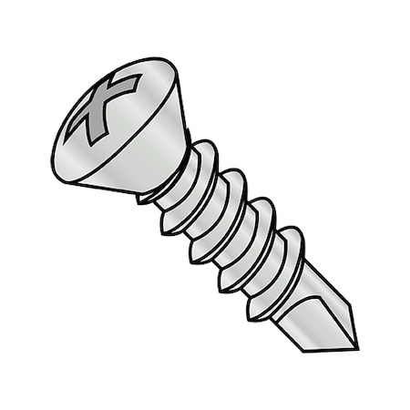 Zoro Select Self-Drilling Screw, #10-16 x 1-1/4 in, Nickel Steel Oval Head Phillips Drive, 4000 PK 1020KPOHC