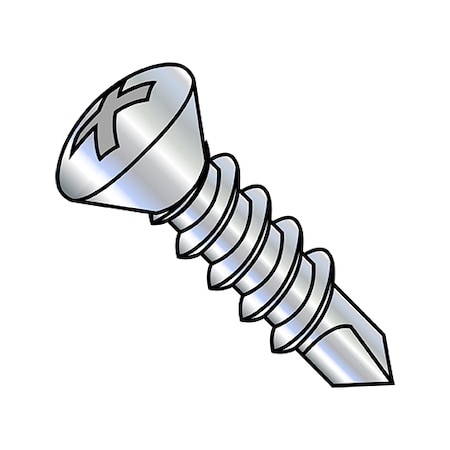 Zoro Select Self-Drilling Screw, #8-18 x 5/8 in, Zinc Plated Steel Oval Head Phillips Drive, 10000 PK 0810KPO
