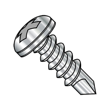 Zoro Select #12-14 x 3" 410 Stainless Steel Self Drilling Screws, Pan Head Type, Phillips Drive Type, 500 PK 1248KPP410