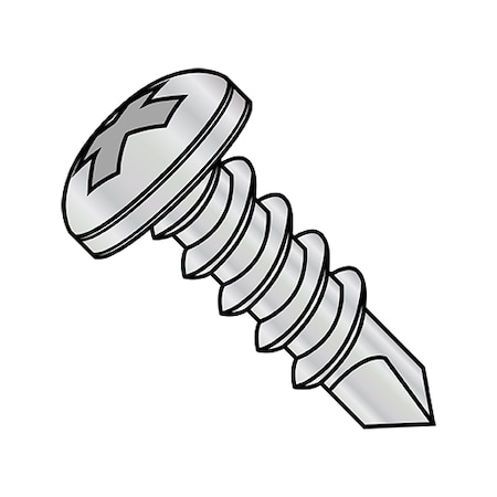 Zoro Select Self-Drilling Screw, #10-16 x 5/8 in, Nickel Steel Pan Head Phillips Drive, 8000 PK 1010KPPHC