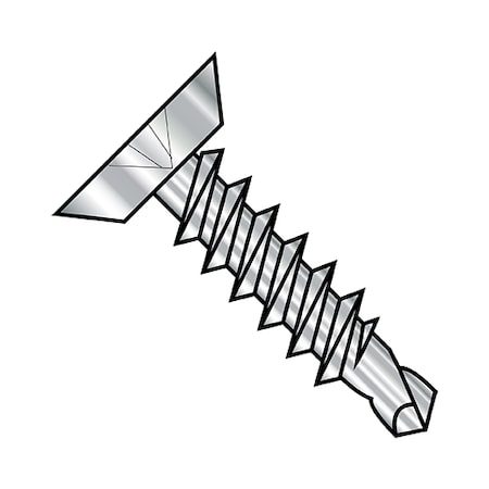 Zoro Select Self-Drilling Screw, #6-20 x 1/2 in, Plain 410 Stainless Steel Flat Head Phillips Drive, 5000 PK 0608KPU410