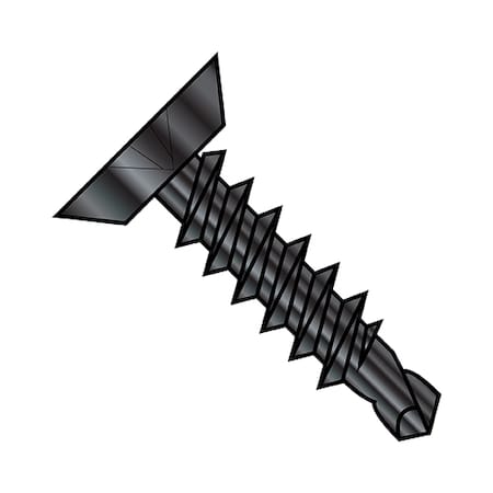 Zoro Select Self-Drilling Screw, #12-14 x 3/4 in, Black Oxide Steel Flat Head Phillips Drive, 5000 PK 1212KPUBZ