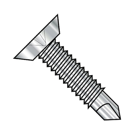 Zoro Select Self-Drilling Screw, #12-24 x 3/4 in, Plain 18-8 Stainless Steel Flat Head Phillips Drive, 1000 PK 1212KPUMS188