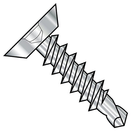 Self-Drilling Screw, #8-18 x 3/8 in, 18-8 Stainless Steel Flat Head Square Drive, 2500 PK