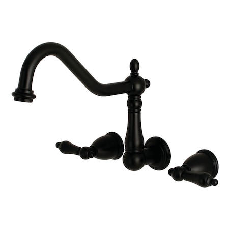 Kingston Brass Roman Tub Faucet, Matte Black, Wall Mount KS1020AL