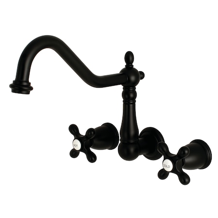 Kingston Brass Roman Tub Faucet, Matte Black, Wall Mount KS1020AX