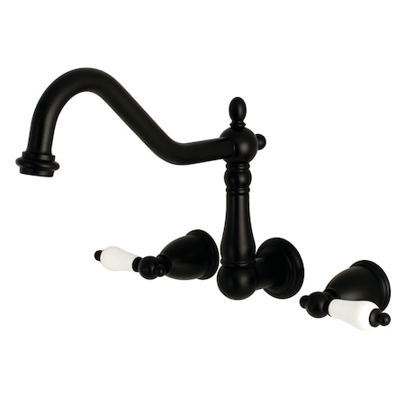 Kingston Brass Roman Tub Faucet, Matte Black, Wall Mount KS1020PL