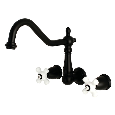 Kingston Brass Roman Tub Faucet, Matte Black, Wall Mount KS1020PX